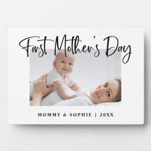 Schwarz und Weiß   Script First Mother's Day Foto Fotoplatte