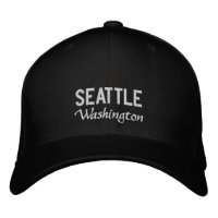 Schwarz und Weiß Seattle Washington bestickter Hut