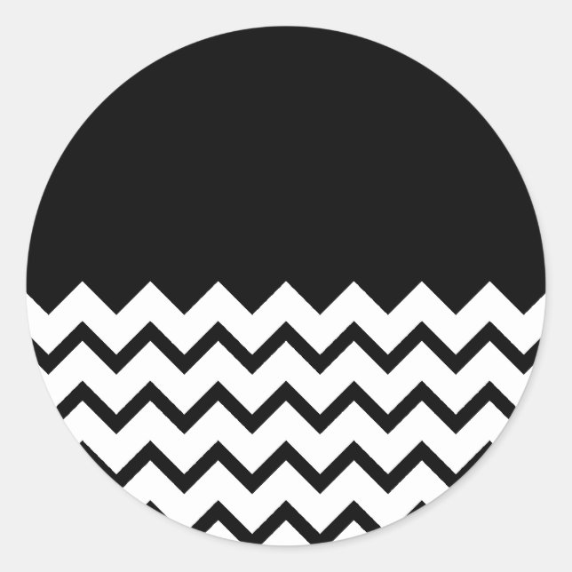 Schwarz und Weiß. Teil Zig Zag, Teil Schlicht Schw Runder Aufkleber (Vorderseite)