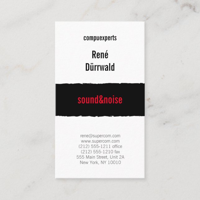 Schwarz und Weiß und Rot Visitenkarte (Vorderseite)