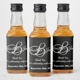 Schwarz und Weiß Vielen Dank für Ihre Hochzeit Alkoholflaschenetikett