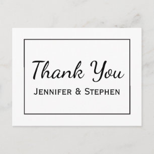 Schwarz und Weiß Vielen Dank Minimalistische Hochz Postkarte
