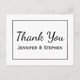 Schwarz und Weiß Vielen Dank Minimalistische Hochz Postkarte