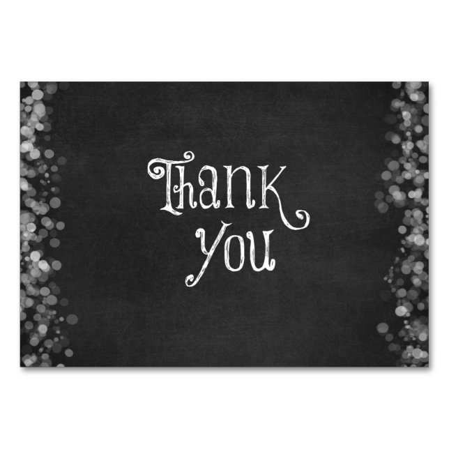 Schwarz und Weiß Vielen Dank Tischnummer (Vorderseite)