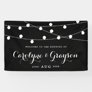 Schwarz und Weiß   Whimsical Fairy Lights Wedding Banner