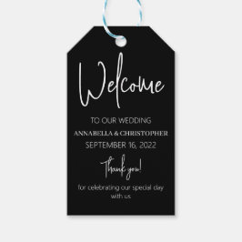 Schwarz und Weiß Willkommen elegant schlicht minim Geschenkanhänger