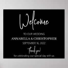 Schwarz und Weiß Willkommen elegant schlicht minim Poster