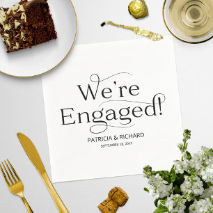 Schwarz und Weiß Wir sind Verlobte Engagement-Part Serviette