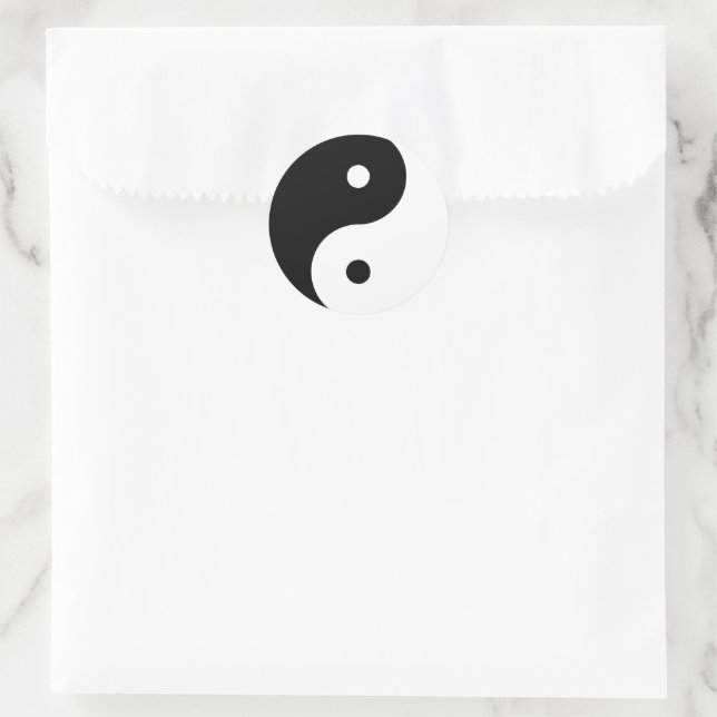 Schwarz und Weiß Yin und Yang Runder Aufkleber (Tasche)