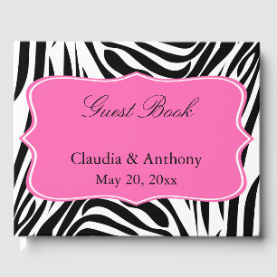 Schwarz und Weiß Zebra Print und Hot Pink Vielen D Gästebuch