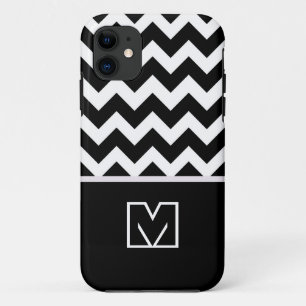 Schwarz und Weiß Zickzack Zigzag. Custom Monogram Case-Mate iPhone Hülle