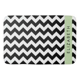Schwarz und Weiß Zigzag, Zickzack Muster, Ihr Name Badematte