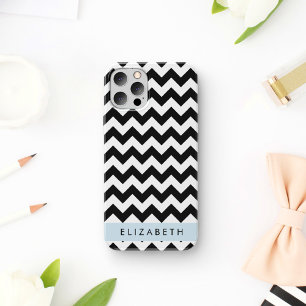 Schwarz und Weiß Zigzag, Zickzack Muster, Ihr Name Case-Mate iPhone Hülle