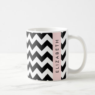 Schwarz und Weiß Zigzag, Zickzack Muster, Ihr Name Kaffeetasse