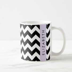 Schwarz und Weiß Zigzag, Zickzack Muster, Ihr Name Kaffeetasse