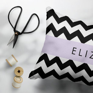 Schwarz und Weiß Zigzag, Zickzack Muster, Ihr Name Kissenbezug