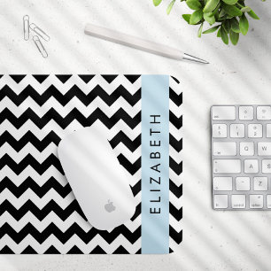 Schwarz und Weiß Zigzag, Zickzack Muster, Ihr Name Mousepad