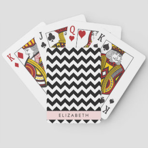 Schwarz und Weiß Zigzag, Zickzack Muster, Ihr Name Spielkarten