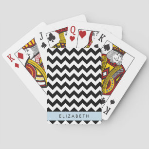 Schwarz und Weiß Zigzag, Zickzack Muster, Ihr Name Spielkarten