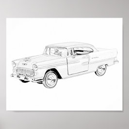 Schwarz und Weiß Zwei Tone 1955 Chevy Bel Air Poster