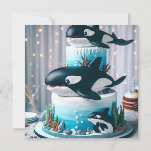 SCHWARZ- UND WEISSE ORCA-WALKUCHEN NIEDLICHE KINDE EINLADUNG