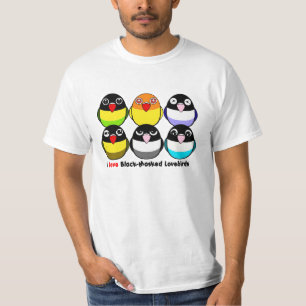 Schwarz-verdeckte Lovebirds T-Shirt