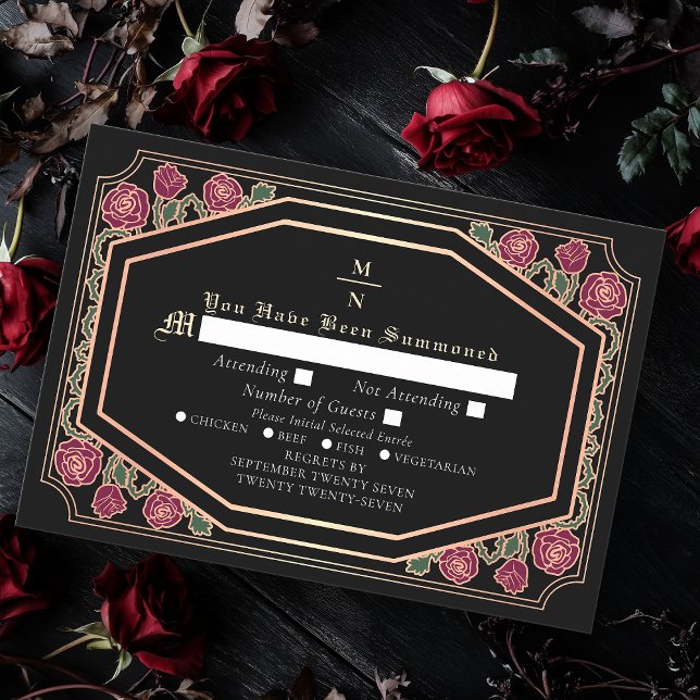 Schwarz-Viktorianisch-Gothic-Rose Thorns Wedding R Begleitkarte (Von Creator hochgeladen)