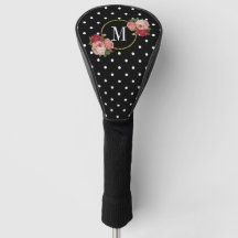 Schwarz Vintag-Floral-Polka-Dots Monogramm