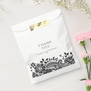 Schwarz-Vintage Spitzen-Gastgeschenk Hochzeit Geschenktütchen