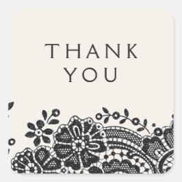 Schwarz-Vintage Spitzen-Gastgeschenk Hochzeit Quadratischer Aufkleber