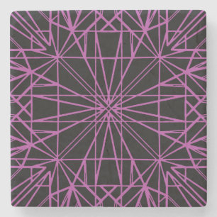 Schwarz & Violett/Magenta geometrische Symmetrie Steinuntersetzer