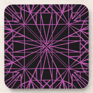 Schwarz & Violett/Magenta geometrische Symmetrie Untersetzer