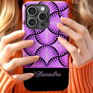 Schwarz Violett Retro 1920er Gatsby Palmen Schrift Case-Mate iPhone Hülle
