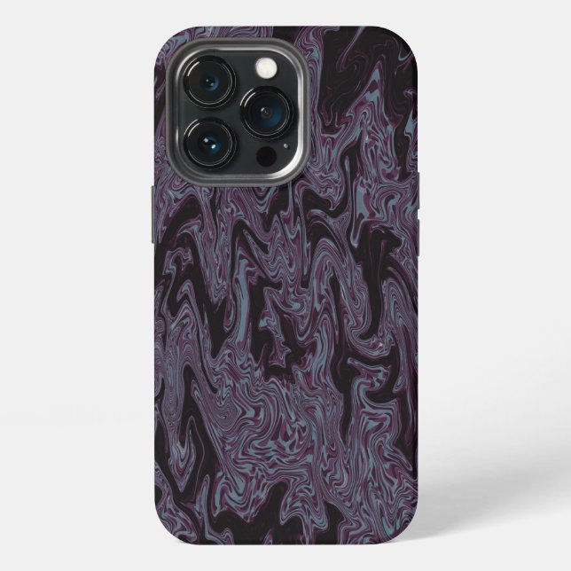 Schwarz & Violett Wellig iPhone Hülle (Hinten)