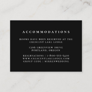 Schwarz-Vollfarben-Hochzeitsunterkünfte Begleitkarte