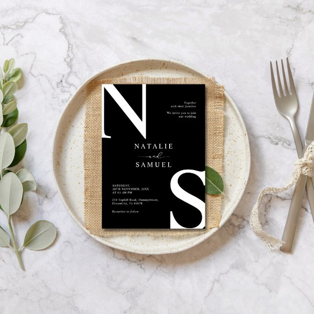 Schwarz & W Minimalistisch Elegant Fett erste Hoch Einladung (Von Creator hochgeladen)