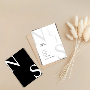 Schwarz & W Minimalistisch Elegant kühne Initialen RSVP Karte