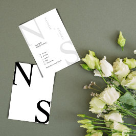Schwarz & W Minimalistisch Elegant kühne Initialen RSVP Karte