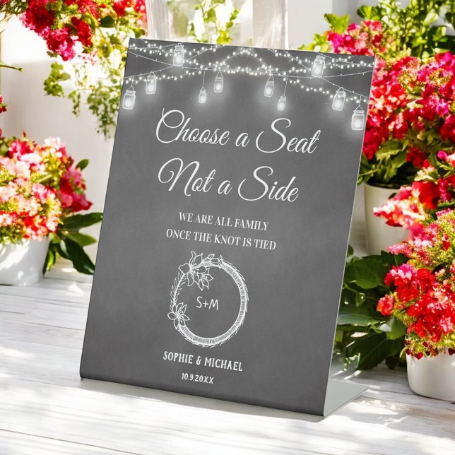 Schwarz wählen Sie einen Platz aus, keine Hochzeit Sockelschild (Von Creator hochgeladen)