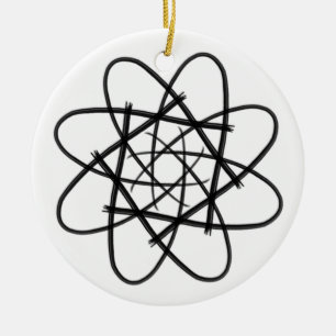 Schwarz-Weiß #10 CrissCross-Blume Keramik Ornament