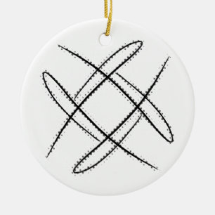 Schwarz-Weiß #15 Criss Cross Doodle Keramik Ornament