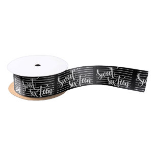 Schwarz-Weiß   16. Geburtstag   Birthday Satin Rib Satinband