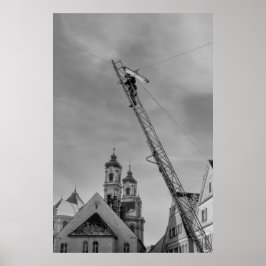 Schwarz/Weiß 1968 Europäischer Lichtarbeiter Poster