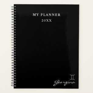 Schwarz-Weiß-2022-Gemini-Sternzeichen-Planer Planer