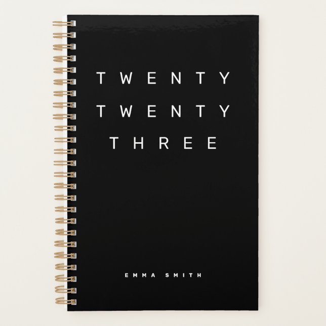 Schwarz-Weiß 2023 Monatliche Produktivität Planer (Vorderseite)