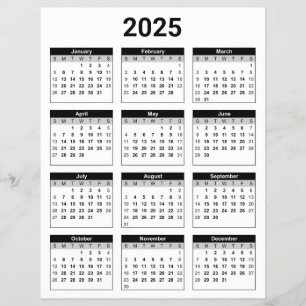 Schwarz/Weiß 2025 Jahr auf einen Blick Flyer