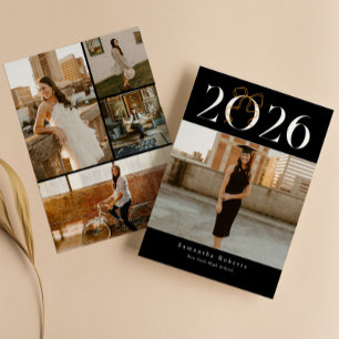 Schwarz-Weiß-2026-Coquette-Schleifen-Foto-Abschlus Ankündigung