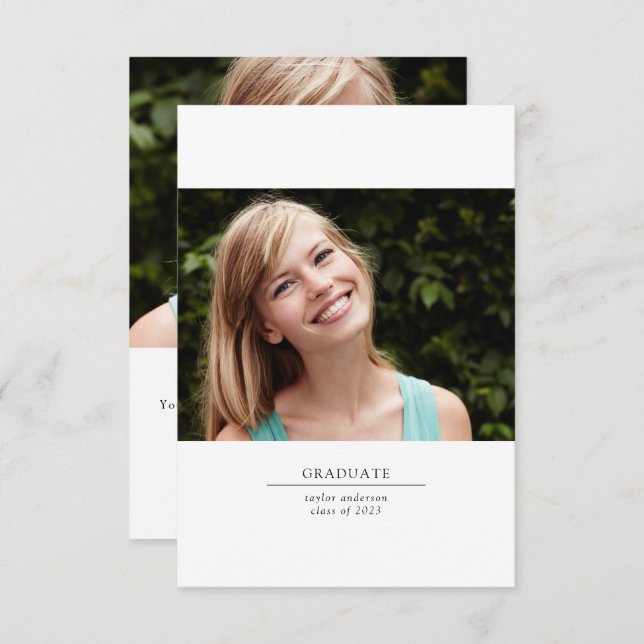 Schwarz-Weiß-2-Foto-Abschluss-Klasse 2022 Dankeskarte (Vorne/Hinten)