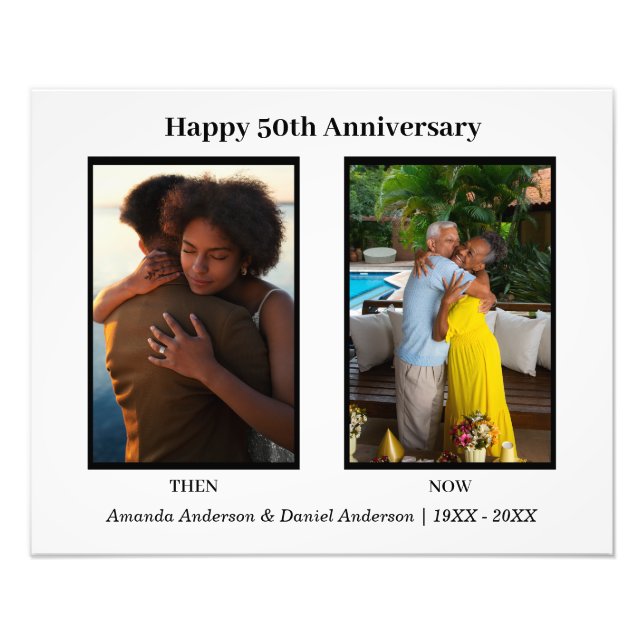 Schwarz-Weiß-2-Foto Collage Jubiläum Fotodruck (Vorne)