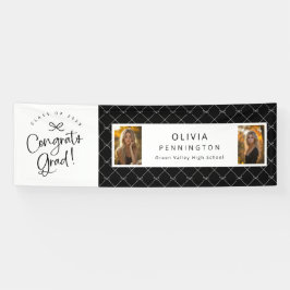 Schwarz-weiß 2 Foto Glückwunschs Grad Party Banner